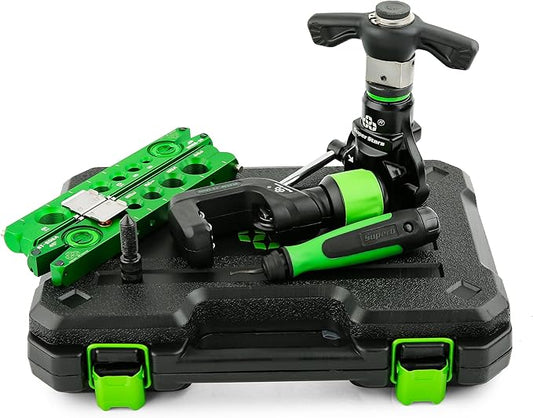Super Stars Cordless Drill Type Flaring Tool Kit 1/4"-3/4" Single Flare Tool 45° Eccentric HVAC Air Condition Refrigeration Tool