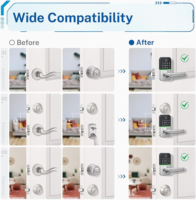 Keypad Smart Door Lock with Handle: Kucacci Keyless Entry Door Lock - Smart Lock for Front Door - Electronic Door Lock with Keypad for Exterior Door - Deadbolt Lever Alternative - Easy Installation