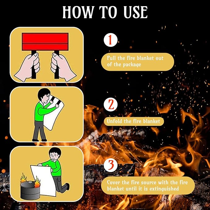 Jerify 8 Pack Fire Blanket for Home Emergency Fire Blanket 47 x 47 Inch Kitchen Fire Suppression Blanket Fiberglass Fire Blanket Flame Retardant Protection and Heat Insulation (Orange)