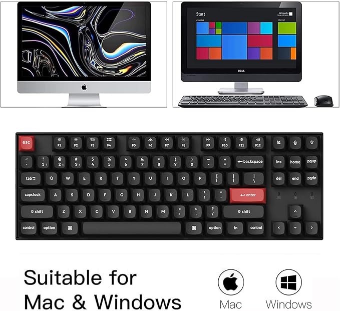 Keychron K8 Pro QMK/VIA Wireless Mechanical Keyboard, 80% Layout TKL Custom Programmable Bluetooth/Wired Gaming Keyboard with White Backlit, K Pro Banana Switch, PBT Keycaps for Mac Windows Linux
