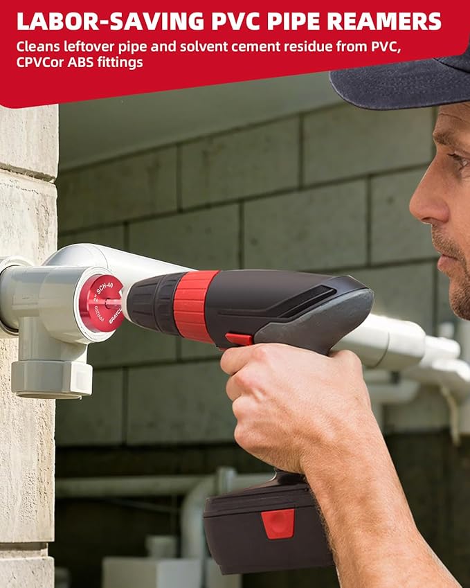 PPR150 1-1/2 Inch Plastic Pipe Fitting Reamer, PVC Pipe Reamer for Schedule 40 PVC Pipe, Fit into Standard 1/2" Drills, Suit for Water Lines, Drain Lines, Vent Lines