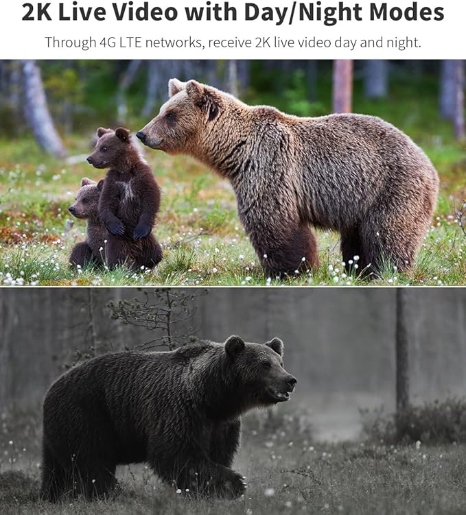 2K Camouflage 4G/5G LTE Cellular SIM Card (Verizon/AT&T/T-Mobile) Solar Wireless Game Trail Camera, PTZ Live View, PIR AI Motion Detection, Fast Trigger Time, Night Vision, Free 64G Micro SD