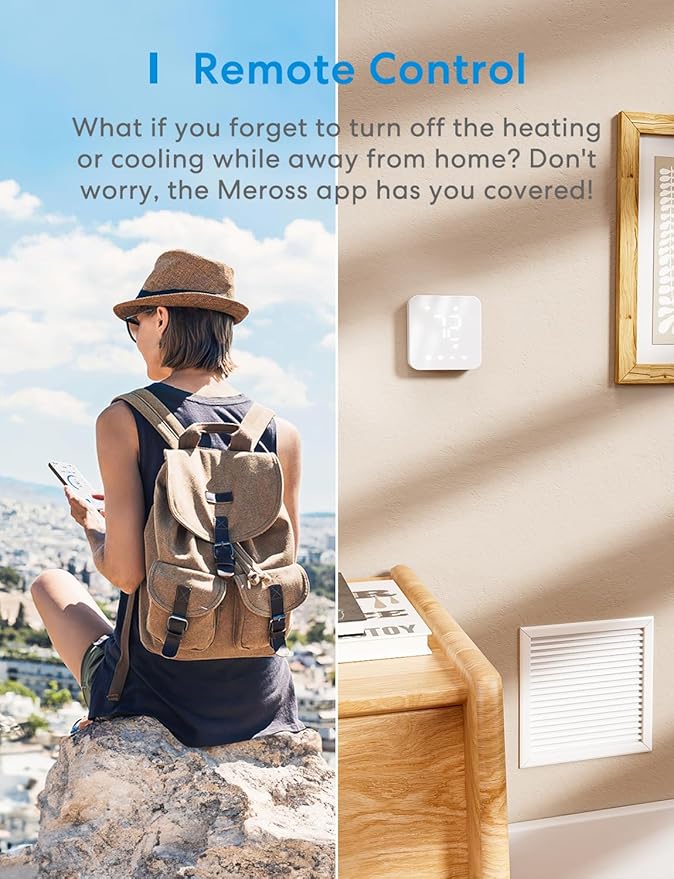meross Smart Thermostat for Home, WiFi Thermostat Works with Matter, Alexa, Apple Home, Google Assistant, App & Voice Control, 7x24h Scheduling, Energy Saving, C-Wire Required