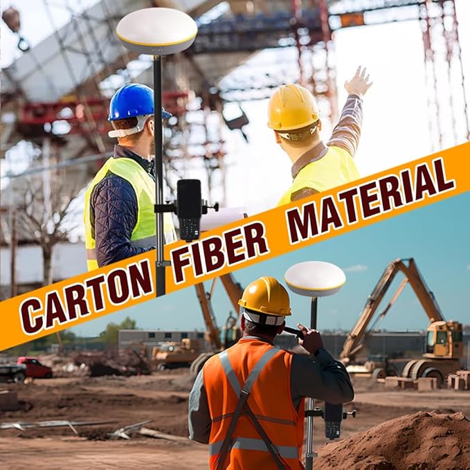 Carbon Fiber 2M 2Section Survey Pole–GPS Rover Rod 6.5FT/2M 2Sections Design for Land Surveying & Engineering – RTK GPS/GNSS Accessory –Includes Level Vial & Carrying Bags (GLS22-B)