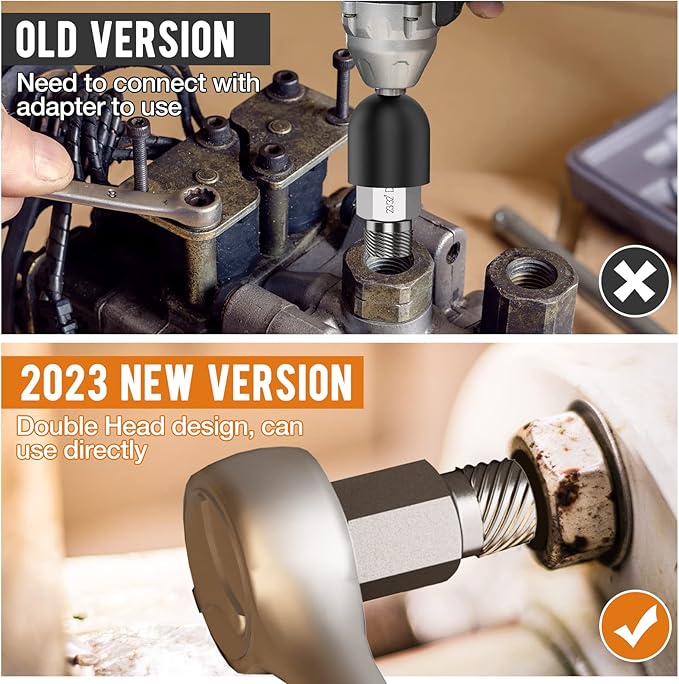 XEWEA Upgrade Screw Extractor Set, 27 PCS 3/8" Inch Drive Easy Out Bolt Extractor Set, Multi-Spline, for Removing Broken Studs, Bolts, Screws - More Convenient