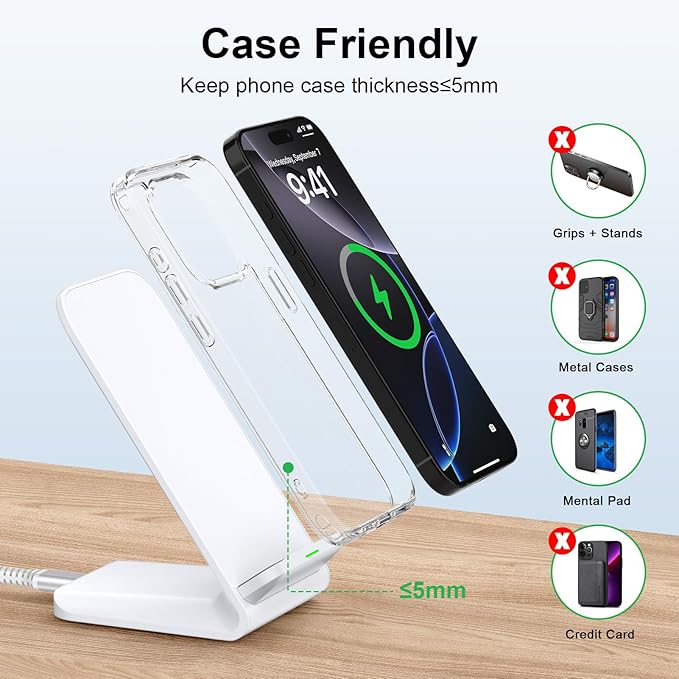 Pixel Wireless Charging Stand Fast Charging Pad for Google Pixel 9 9Pro XL/Fold 8a 8Pro 8 7a 7Pro 6, 15W Android Wireless Charger Station with 18W Adapter for Samsung S25 Ultra S24 FE, for Moto razr+