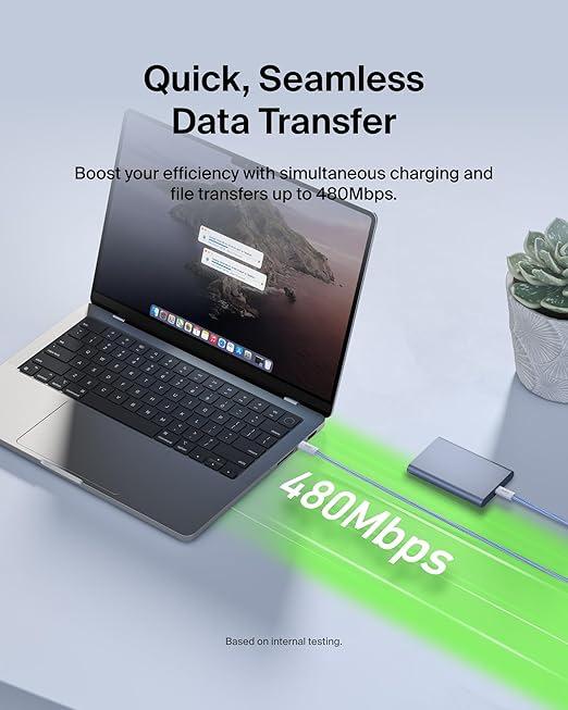 Belkin USB C to USB C Cable 2-Pack, 6.6ft, 60W - Type C Charger, iPhone Charger Cord, Soft, Braided, Flexible for iPhone 16, Galaxy S25, Pixel 9, Airpods, iPad Pro & More, Travel Essentials - Blue