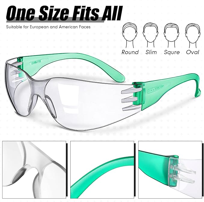 Yunsailing 64 Pairs Clear Safety Glasses for Man Woman Protective Glasses with Anti Fog Lens Scratch Impact Resistant Adult Color Temple Wrap Eye Protection Lab Shooting Construction