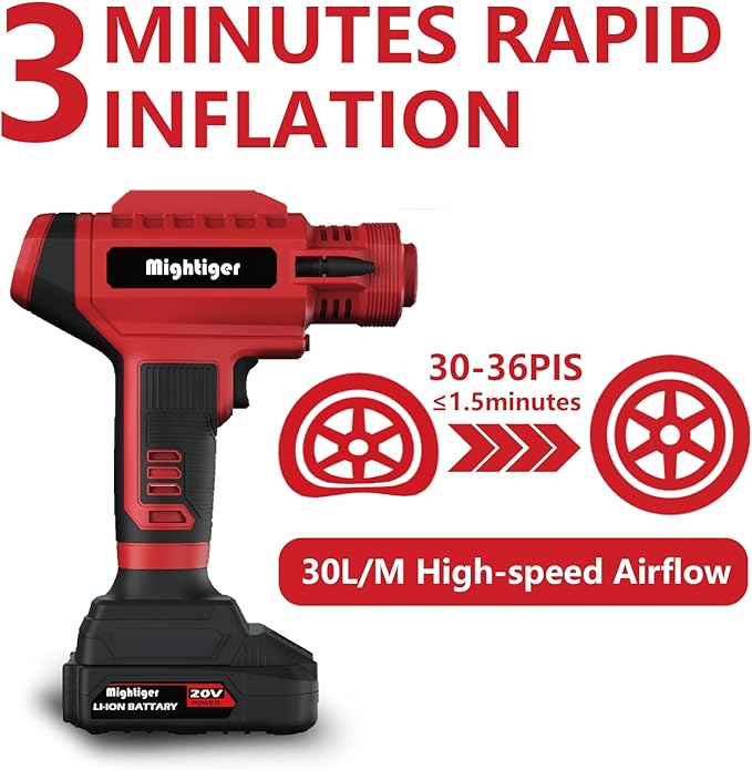 Tire Inflator 20V Cordless Mini Air Compressor DC 12V Portable Handheld Car Air Pump 150PSI with Rechargeable Battery, Auto Shut Off, LED, Digital Pressure Gauge for Cars Bikes (Red)
