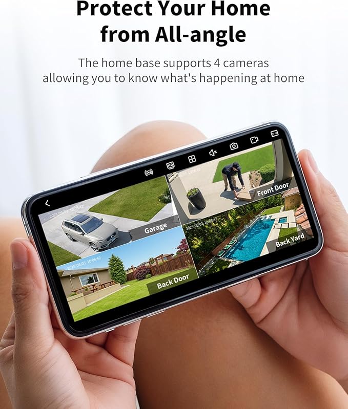 Aume Security Cameras Wireless Outdoor, Add-on Camera for Home Security System with 360° Panoramic View, Spotlight Night Vision, Able to Connect Homebase (not Included), No Subscription