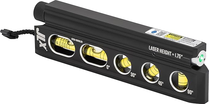 Johnson Level & Tool 5700-0800LZR 8" Magnetic Billet Torpedo Laser Level with GreenBrite Technology (Class II, <1mW)