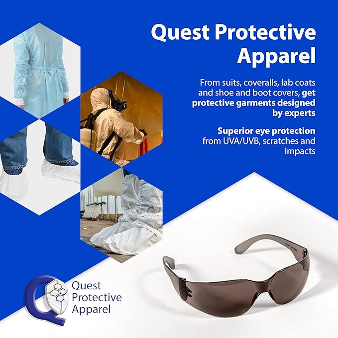 Quest Protective Apparel Safety Glasses - Impact Resistant Lens