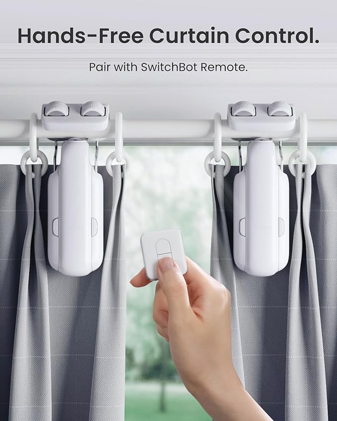2025 Automatic Curtain Opener 3 Rod-Bluetooth Remote Control, WiFi&Smartphone Control, Upgraded High-Performance, Add Hub to Compatible with Alexa, Google Home, HomeKit (2025 Curtain Opener*2&Remote)