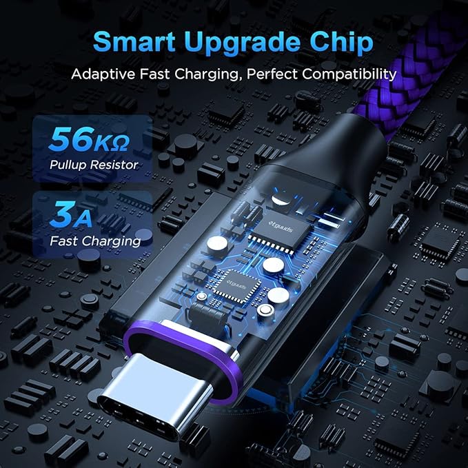 etguuds USB to USB C Cable 3ft, 2-Pack USB A to Type C Charger Cord Fast Charging for Samsung Galaxy A15 A25 A35 A55 A54, S24 S23 S22 S21 S20 S10 S10E, Note 20 10, Moto G, for iPhone 16 15, Purple
