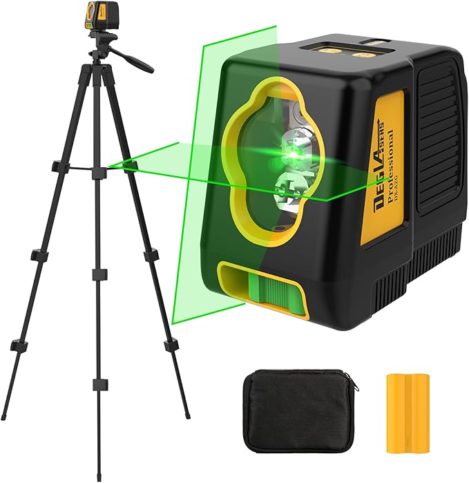 Laser Level with Tripod,DEGLASERS 100Ft Green Cross Line Self Leveling laser level,Dual-Module,Selectable Laser Lines With Rechargeable Battery for Picture Hanging,Tile,Construction Indoor Project