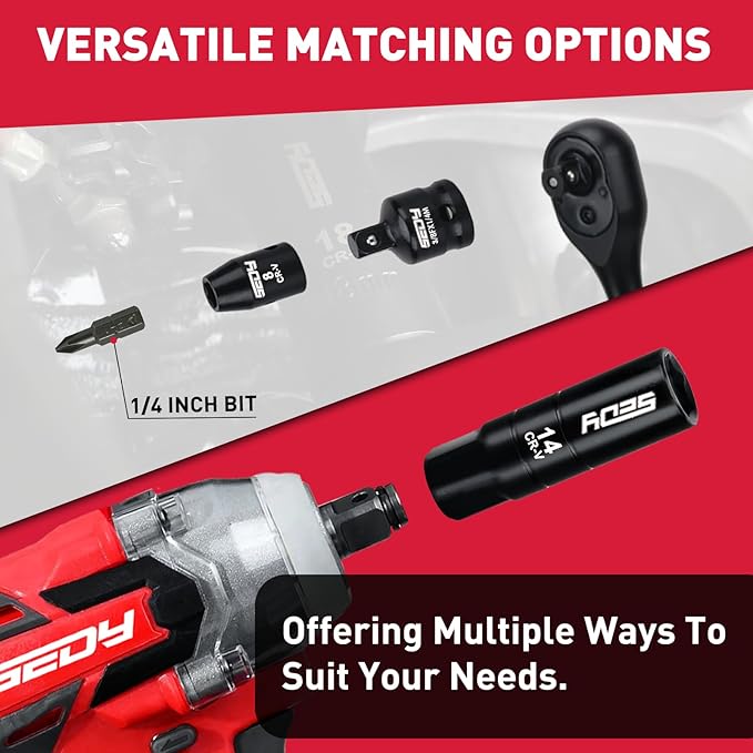 96-Piece 3/8" Drive Impact Socket Wrench and Bit Set, SAE 5/16”-3/4” & Metric 8-22mm, Cr-V Standard & Deep Sockets, Power Bits, Ratchet Handle, Universal Joint, Bit Holder, Adapters, Spark Plug Socket