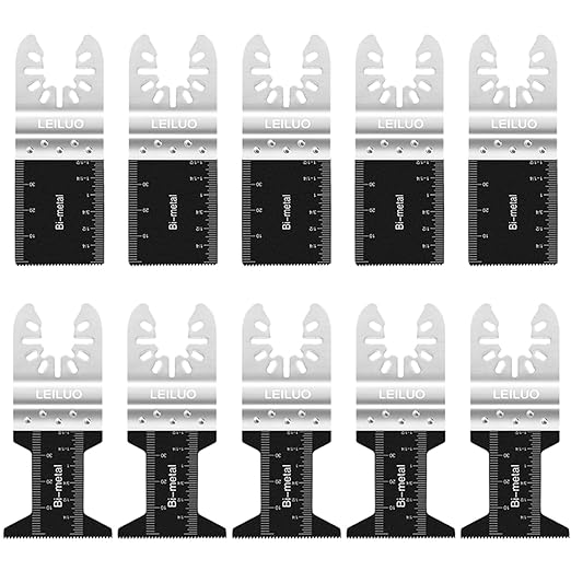 LEILUO 10 Pcs Bi Metal Multitool Blades Universal Multi Tool accessories for Wood Nails Compatible with DeWalt Makita Dremel and More