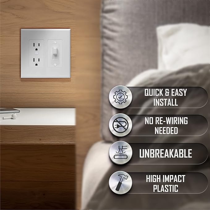 Taymac 2772W Revive Device Wall Plates 2-Gang Masque Decorator Cover, White