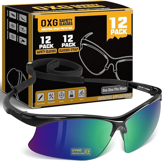 OXG Tinted Safety Glasses for Men Women, ANSI Z87.1 Unisex Safety Sunglasses Impact Resistant Protective Eyewear