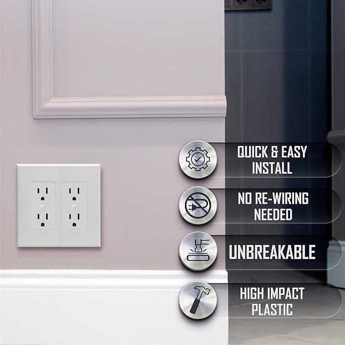 TayMac 2602W Revive Device Wall Plates 2-Gang Masque Decorator Cover, White