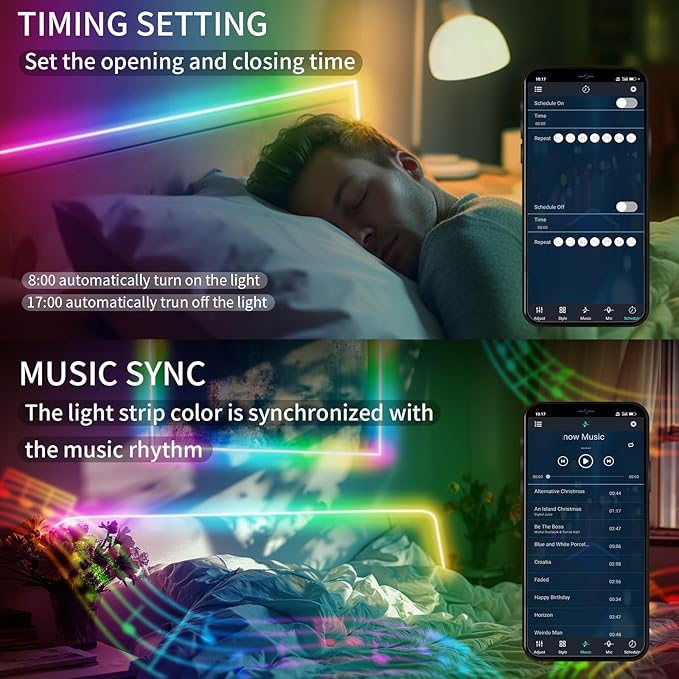 20FT LED Strip Lights COB Smart IC, 24V RGB LED Lights for Bedroom with RF Remote Smart App Button Controller Music Sync Color Changing Strip Lights for Game Room Kitchen Cabinet Lighting