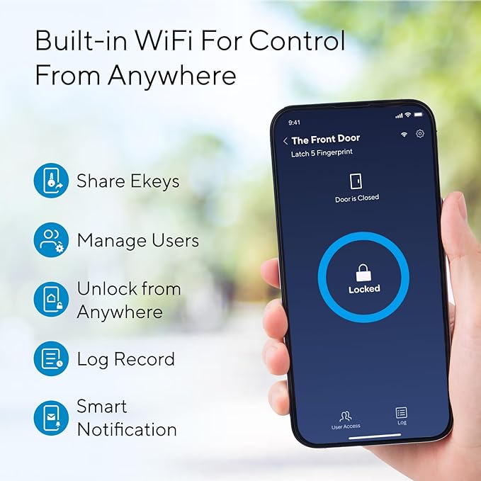ULTRALOQ Latch 5 World's First Built-in WiFi Smart Lock with NFC, 5-in-1 Keyless Entry with App Control, Smart Door Handle Lock with Touch Digital Keypad, Satin Nickel