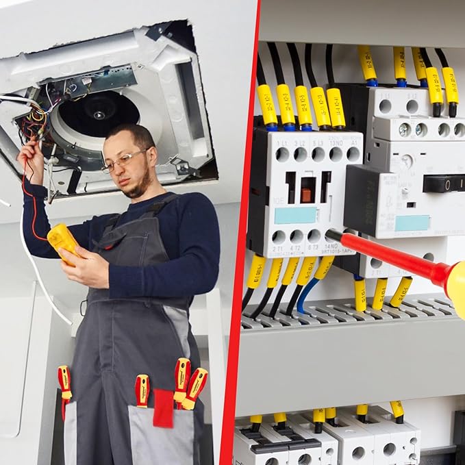 9 PCS 1000V Insulated Electrical Screwdriver Set, 4 Phillips and 5 Slotted Screwdrivers, with Voltage Tester, CR-V Magnetic Tips, Professional Electrician Electrical Screwdriver Tool Set