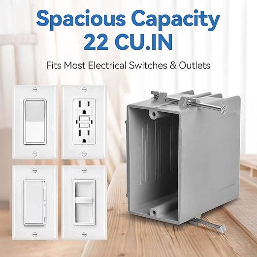 12-Pack Electrical Outlet Box New Work 1 Gang, 22 Cu.in, UL Listed