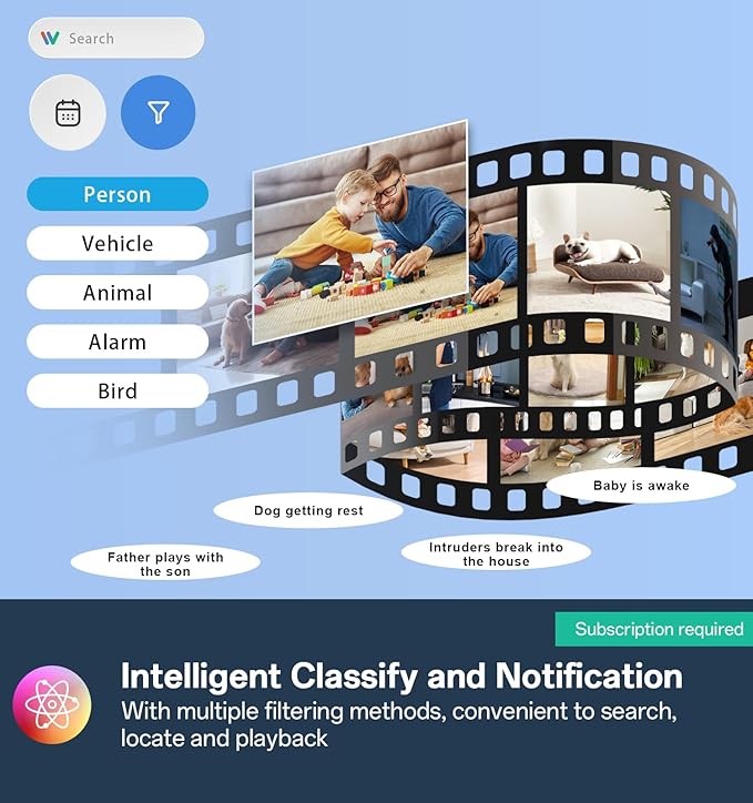 Security Cameras Indoor, 2K 5G&2.4Ghz WiFi Camera for Security Home with 911 Monitor Alert, 360 PTZ Baby/Pet/Dog Camera AI Search Motion Detection, Color Night Vision, Speaker, US Cloud Storage, 2Pack