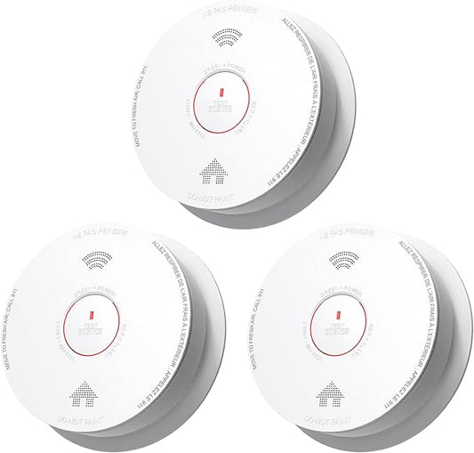 Smoke Detector Carbon Monoxide Detector Combo 10 Year Battery with Bilingual Voice Alerts,UL 217-9th Standard Fire Smoke & Carbon Monoxide Alarms for Home Standalone Model 3 Pack
