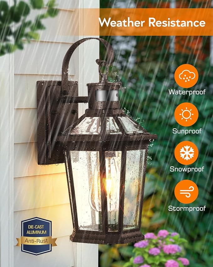 VIANIS Bronze Motion Sensor Outdoor Light, Dusk to Dawn Outdoor Lighting Wall Mount, Waterproof Exterior Light Fixtures for House, 100% Anti-Rust Aluminum Outside Wall Sconce for Front Porch Garage
