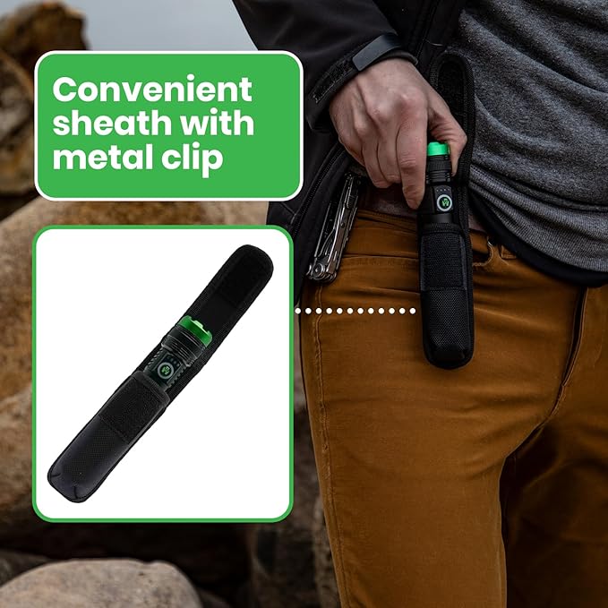 KODIAK 2000 Lumen Magnetic Flashlight – Magnet Flashlights Rechargeable with Magnetic Charging, Focus Beam, 3 Modes, Flashlight Magnetic Base, Canvas Sheath Included