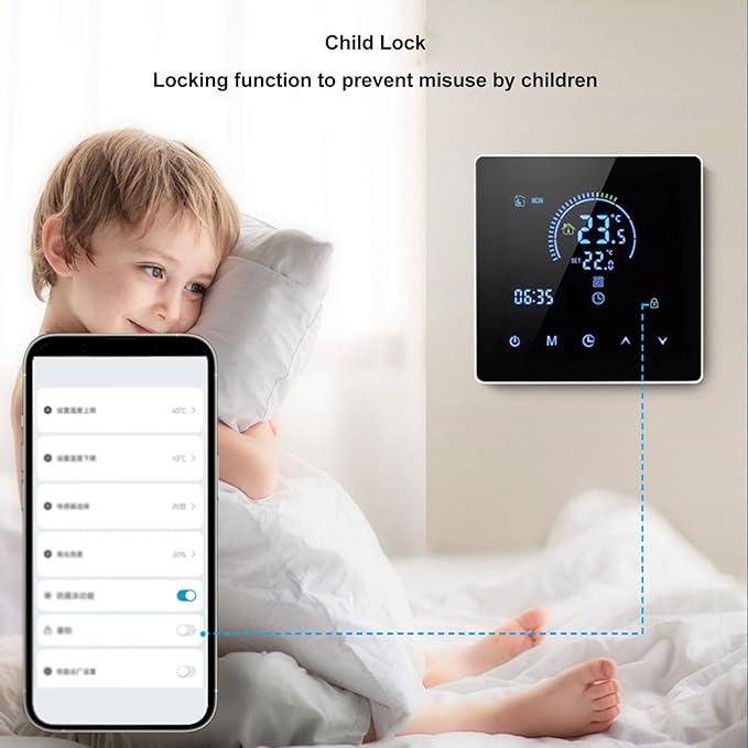 Programmable Smart Thermostat AC 90V-240V Intelligent Touch Color Screen LCD Display for Home, Office, Shopping Malls