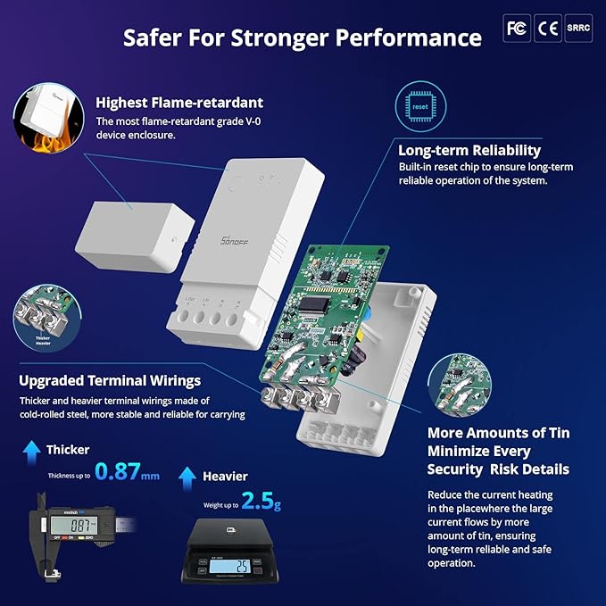 SONOFF POWR316 Origin 16A WiFi Smart Power Meter Switch,Universal DIY Module for Smart Home, Works with Amazon Alexa & Google Home