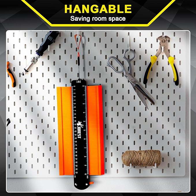 JOREST Contour Gauge Stocking Stuffers + Carpenter Pencil, Christmas Gift Ideas for Dad Men Husband Him, Profile Tool 10 Inch with Lock, Tile Flooring Woodworking, Measuring Shape Outline Edge Angle