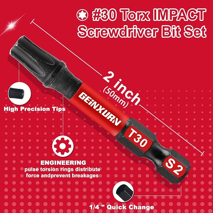 Impact Torx Screwdriver Bits Set,45 Pcs Magnetic (T10/T15/T20/T25/T30) S2 Steel Multi Star Driver Bits with Storage Colorful Box