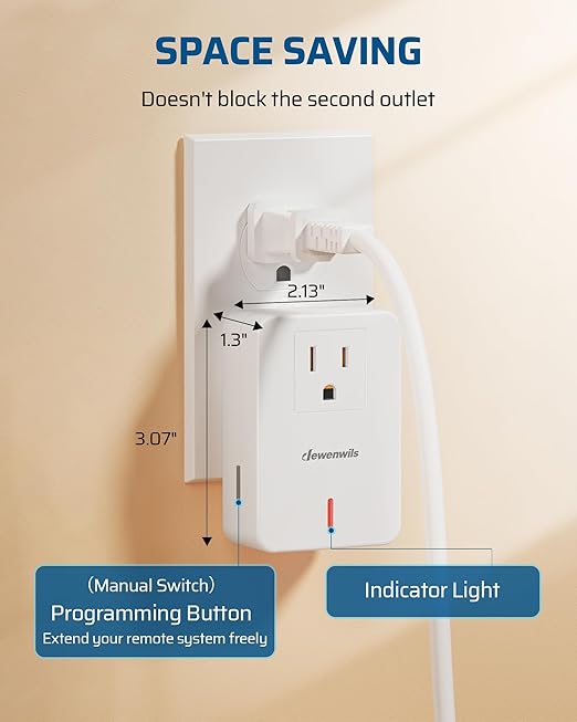 DEWENWILS Remote Control Outlet Wireless Wall Mounted Light Switch, Electrical Plug in On Off Power Switch for Lamp, No Wiring,100 Feet RF Range, ETL Listed,Programmable