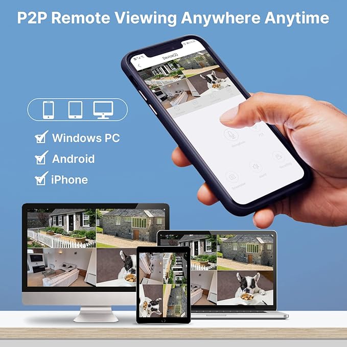 Hiseeu 5MP Wireless Pro Security Camera System with 12" LCD Monitor and 3T HDD Outdoor Use 24/7 Recording Motion Detection Color Night Vision 2 Way Audio Expandable 10CH 8MP NVR Plug and Play