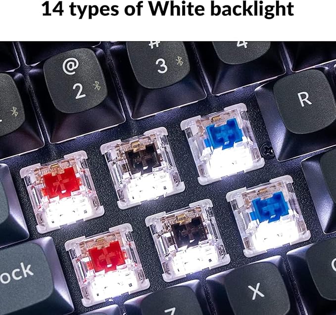Keychron K8 Pro QMK/VIA Wireless Mechanical Keyboard, 80% Layout TKL Custom Programmable Bluetooth/Wired Gaming Keyboard with White Backlit, K Pro Banana Switch, PBT Keycaps for Mac Windows Linux
