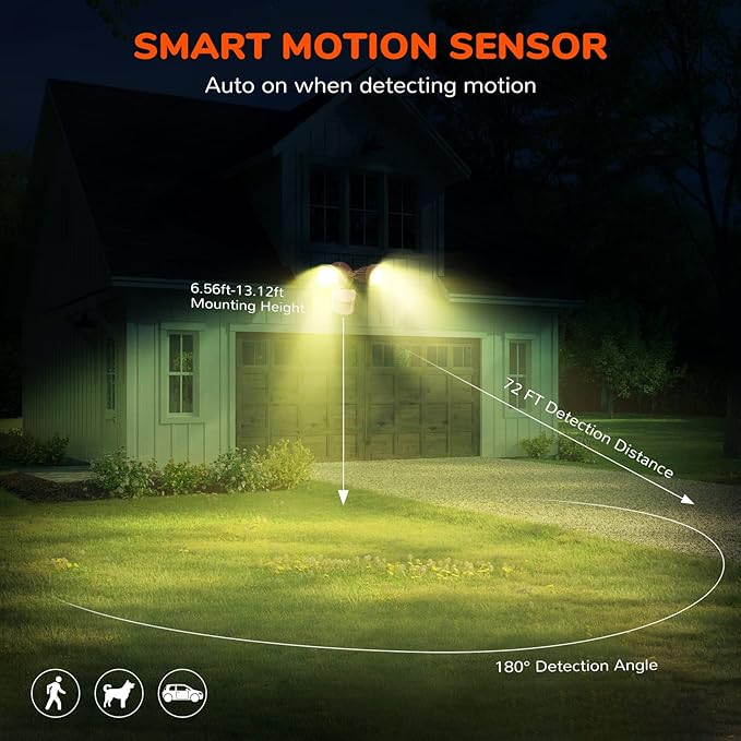 JJC LED Security Lights Motion Sensor Flood Light Outdoor Fixture,27.5W(120W Equiv.) 3000LM,IP65 Waterproof,3000K Warm White ETL Listed Outdoor Lighting Brown (Not Solar Powered)