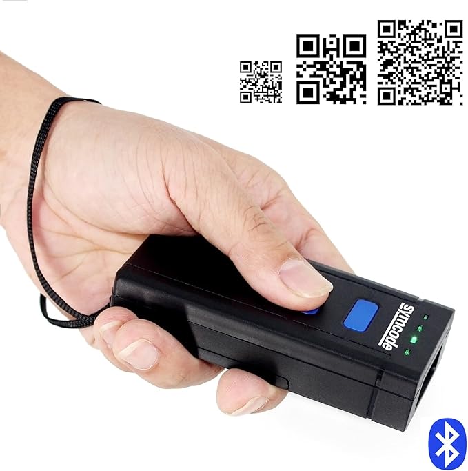Symcode 2D QR Bluetooth Barcode Scanner, 1D 2D Mini Wireless Handheld CMOS Barcode Scanner Reader with Bluetooth 4.0 & 2.4G Wireless Connection, Portable Barcode Reader Compatible for QR PDF417 Dat
