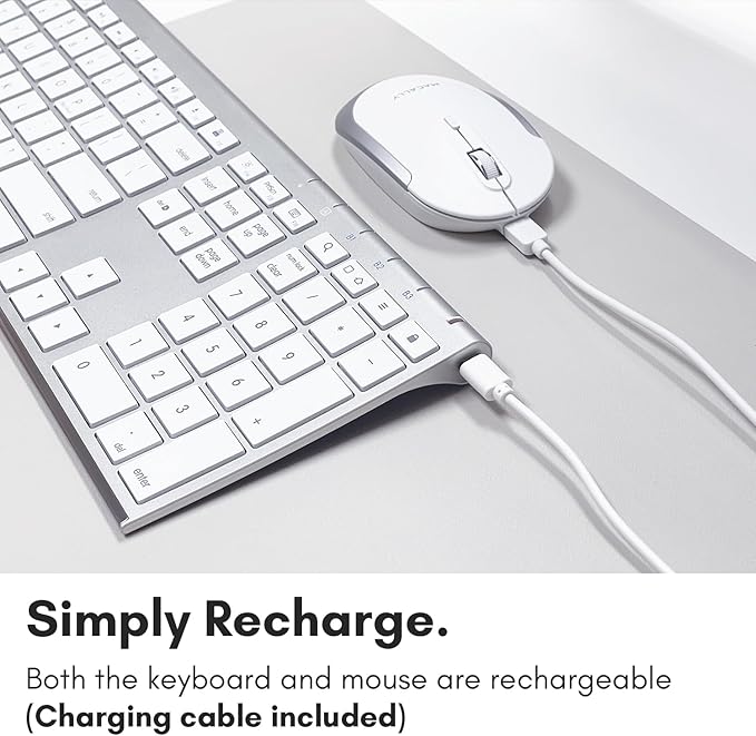 Macally Premium Bluetooth Keyboard and Mouse for Mac | Compatible Wireless Apple Keyboard and Mouse Combo (110 Keys Multi-Device Rechargeable) for MacBook Pro/Air and iMac