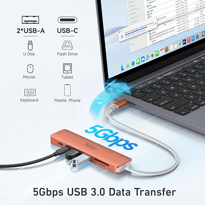 USB C Hub HDMI Adapter for MacBook Pro/Air, 7 in 1 USBC Dongle with HDMI, SD/TF Card Reader, USB C Data Port,100W PD, and 2 USB 3.0 Compatible for MacBook Pro/Air, Dell XPS, Lenovo Thinkpad.