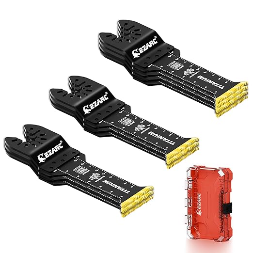 EZARC Titanium Oscillating Saw Blades, Extra-Long Oscillating Multitool Blades for Metal, Wood Nails, Screws Cutting, Plastic, 10 Pack