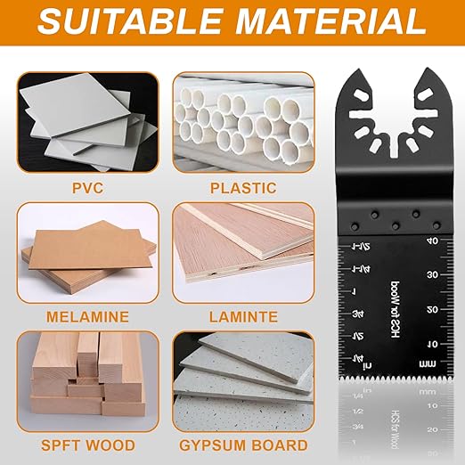 50 Pack Oscillating Tool Blade - Universal Titanium Multitool Blades, Oscillating Saw Blades for Wood Plastics Metal, Multi Tool Blades Kits Fit Dewalt Ryobi Bosch Milwaukee & More