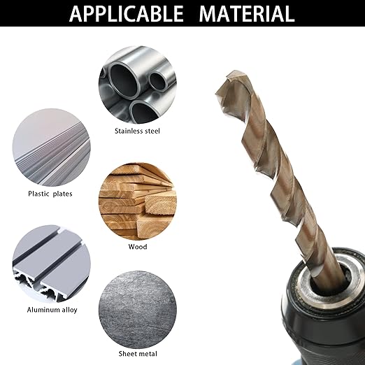 15Pcs Cobalt Drill Bit Set, M35 HSS, 135 Degree Tip, Twist Jobber Length Drill Bit Kit for Hardened Metal, Cast Iron, Stainless Steel, Plastic and Wood, with Indexed Storage Case 1/16"-3/8"