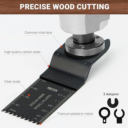 159 PCS Oscillating Saw Blades with Sandpaper, Universal Titanium Multitool Blades for Wood/Plastics/Metal, Quick Release Multi Tool Kits Compatible with Dewalt, Ridgid, Ryobi, Rockwell