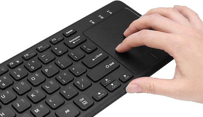 ADESSO WKB-4050UB Wireless Keyboard with Built-in Touchpad, 24GHz RF Technology, Ultra-Slim Scissor Switch Keys, 30ft Range, USB Wireless Receiver