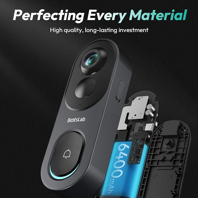 5MP Wireless Video Doorbell Camera,180° Head-to-Toe View, AI Motion Detection, VR Mode, Battery or Wired Powered, Easy Installation, Weatherproof, No Monthly Fee, 2.4GHz WiFi
