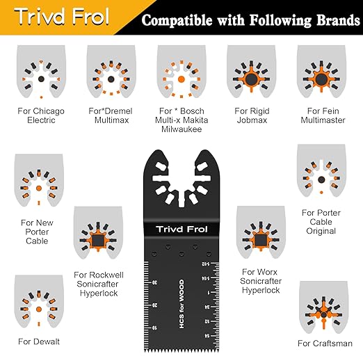 50PCS Oscillating Saw Blades, Professional Universal Titanium Multitool Blades for Wood Plastics Metal, Quick Release Multi Tool Blades Kits Fit Dewalt Ryobi Milwaukee Rockwell Fein